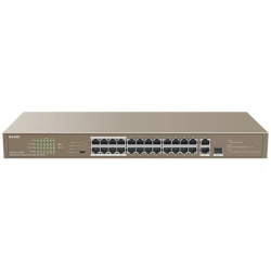 Tenda Switch PoE - TEF1126P-24-250W V2.0 (24x100Mbps; 2x1Gpbs; 1xSFP Combo; 24 af/at PoE+ port; 250W)