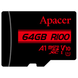 Apacer MicroSD kártya - 64GB microSDXC UHS-I Class10 V10 A1 (R/W: 100/10 MB/s) + adapter