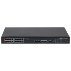 Dahua Menedzselhető PoE switch - PFS4218-16ET-240 (16x 100Mbps PoE/PoE+; 2x gigabit/SFP combo uplink; 240W)
