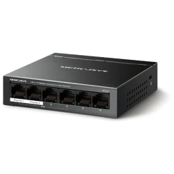 Mercusys Switch  PoE - MS106LP (6 port 100Mbps; 4 af/at PoE+ port; 40W; 250m; fém ház)