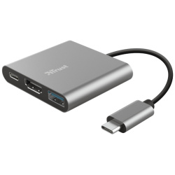 Trust Kábel Átalakító - Dalyx 3in1 Multiport USB-C (szürke